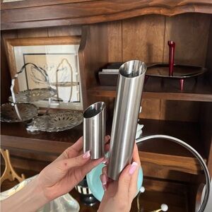 Brushed Stainless Steel Nested Vases - Modern Cylinder Set
